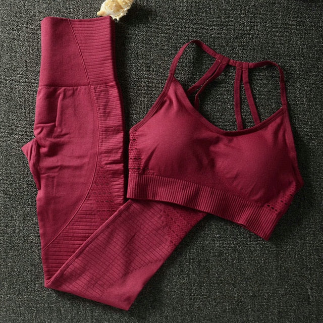Leggings Padded Push-up Strappy Sports Bra